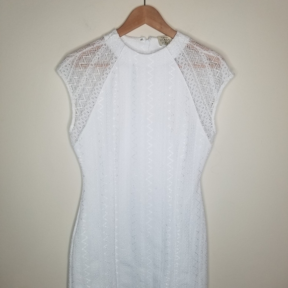 TORN BY RONNY KOBO NWT White Lace Short Sleeve Body Con Mini Dress - Picture 13 of 13